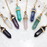 Vintage Natural Stone Bullet Crystal Necklace