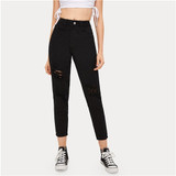 Black Ripped High Waist Crop Jeans