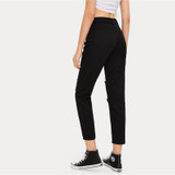 Black Ripped High Waist Crop Jeans