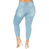 Slim Denim Destroyed Hole High Waist Jeans
