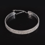Rows Rhinestone Choker Necklace