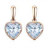 Cubic Zirconia Heart Drop Dangle Earrings For Women