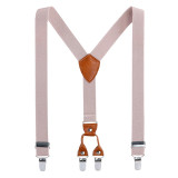 Leather 4 Clips Men's Casual Suspenders