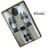 Leather 6 clip Men's Suspenders