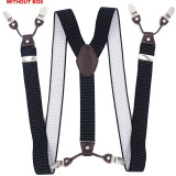 Fashion Leather 6 clips Men's Suspenders