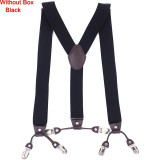 Fashion Leather 6 clips Men's Suspenders