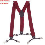 Fashion Leather 6 clips Men's Suspenders