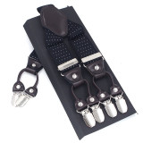 Fashion Leather 6 clips Men's Suspenders