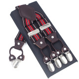 Fashion Leather 6 clips Men's Suspenders