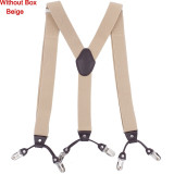 Fashion Leather 6 clips Men's Suspenders
