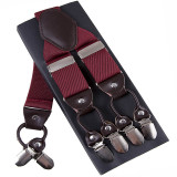 Fashion Leather 6 clips Men's Suspenders