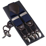 Fashion Leather 6 clips Men's Suspenders
