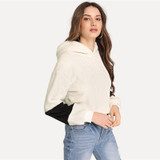 White Preppy Crop Teddy Hoodie Women Sweatshirts White Preppy Crop Teddy Hoodie Women Sweatshirts