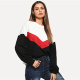 Multicolor Preppy Round Neck Tunic Women Sweatshirts