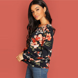 Multicolor Floral Print Long Sleeve Blouse Multicolor Floral Print Long Sleeve Blouse