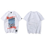 Hip Hop Twisted Letter Print Street wear T-shirt