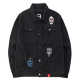 Denim Black Rose Embroidery Denim Jacket