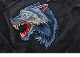 Wolf Embroidery Quality Denim Jacket