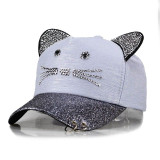 Pink Hat Cat Ears Snapback Hat