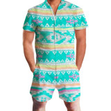 Tropical Print Men Romper