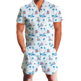 Tropical Print Men Romper