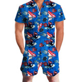 Tropical Print Men Romper