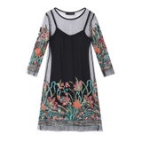 Vintage Floral Embroidery Lace Mesh Mini Bohemian (Boho) Dress