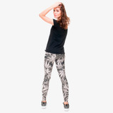 Gray Leaves Sexy Silm Fit High Waist Leggings
