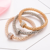 3Pcs Crystal Round Chain Metal Gold Colored Bracelets 3Pcs Crystal Round Chain Metal Gold Colored Bracelets