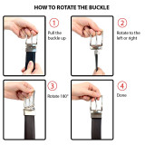 Reversible Genuine Leather Belt with Rotated Buckle Reversible Genuine Leather Belt with Rotated Buckle