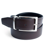 Reversible Genuine Leather Belt with Rotated Buckle Reversible Genuine Leather Belt with Rotated Buckle