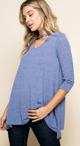 Jill keyhole tunic top in indigo