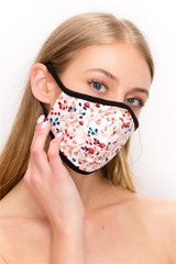 FASHION MASK 101-DF-OFF WHITE-ditsy floral double layer contoured face