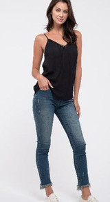 Not your basic crochet trim cami in black