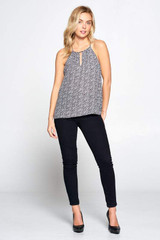 Black and White Print with Keyhole Halter Top