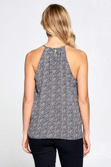 Black and White Print with Keyhole Halter Top