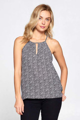 Black and White Print with Keyhole Halter Top