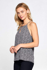 Black and White Print with Keyhole Halter Top