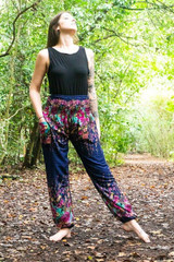 Blue FLORAL Women Harem Pants Boho Pants Hippie Pants