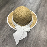 Solid White Bow Rush Straw Visor