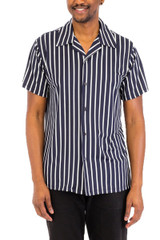 Navy Pin Stripe Button Down Shirt