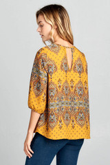 Paisley Print V-neck Blouse