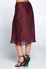 Wine Midi Skirt with Metallic Detail