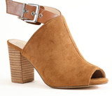 Peep toe chunky heel sandals in toffee