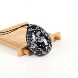 Drilled Snowflake Obsidian Yoni Egg, 1 pc