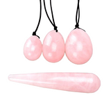Pink Rose Quartz Yoni Egg Set, with Wand