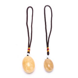 Drilled Natural Yellow Jade Yoni Egg, 1 pc Drilled Natural Yellow Jade Yoni Egg, 1 pc