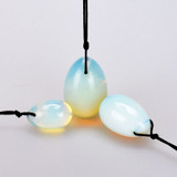 Drilled Opalite Yoni Egg Set, 3 Pieces with Wand