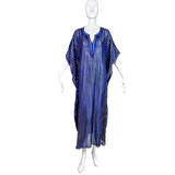 70's Boho Blue & Gold Caftan