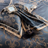 Gold Luxury Silk Satin Jacquard Duvet Cover 4 piece Bedding Set